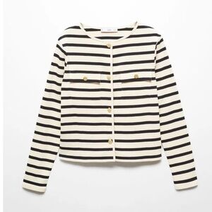 Mango Striped Knit Cardigan Size Small